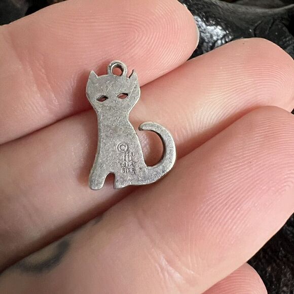 Vintage James Avery Retired Sitting Cat Sterling Silver Charm Candelabra Logo - Picture 4 of 5